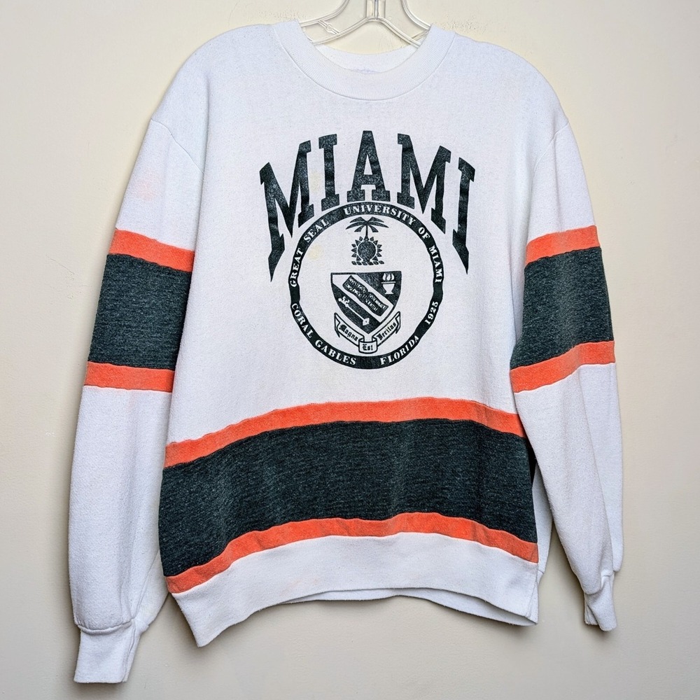 Vintage Nutmeg Mills Univ Miami Hurricanes Crewneck Sweatshirt‎ 80s Medium/Large
